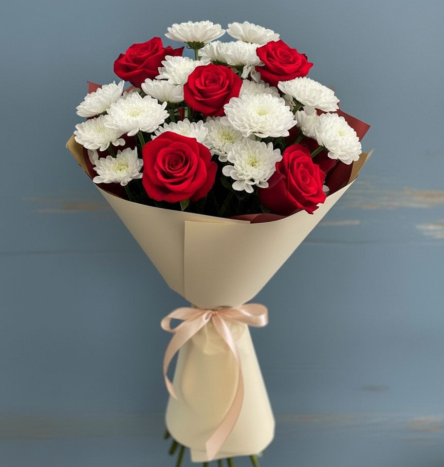 Букет цветов из: Розы и Хризантемы в Орловском Забайкальского края