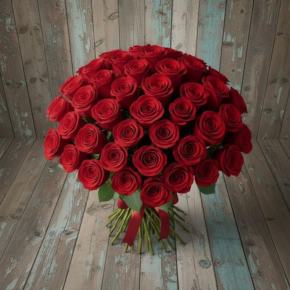 Букет 55 Красных роз Фридом в Орловском Забайкальского края