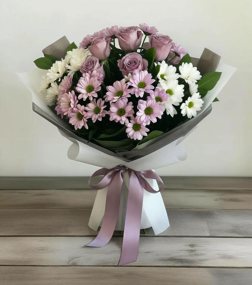 Букет цветов из: Хризантемы и Розы в Орловском Забайкальского края