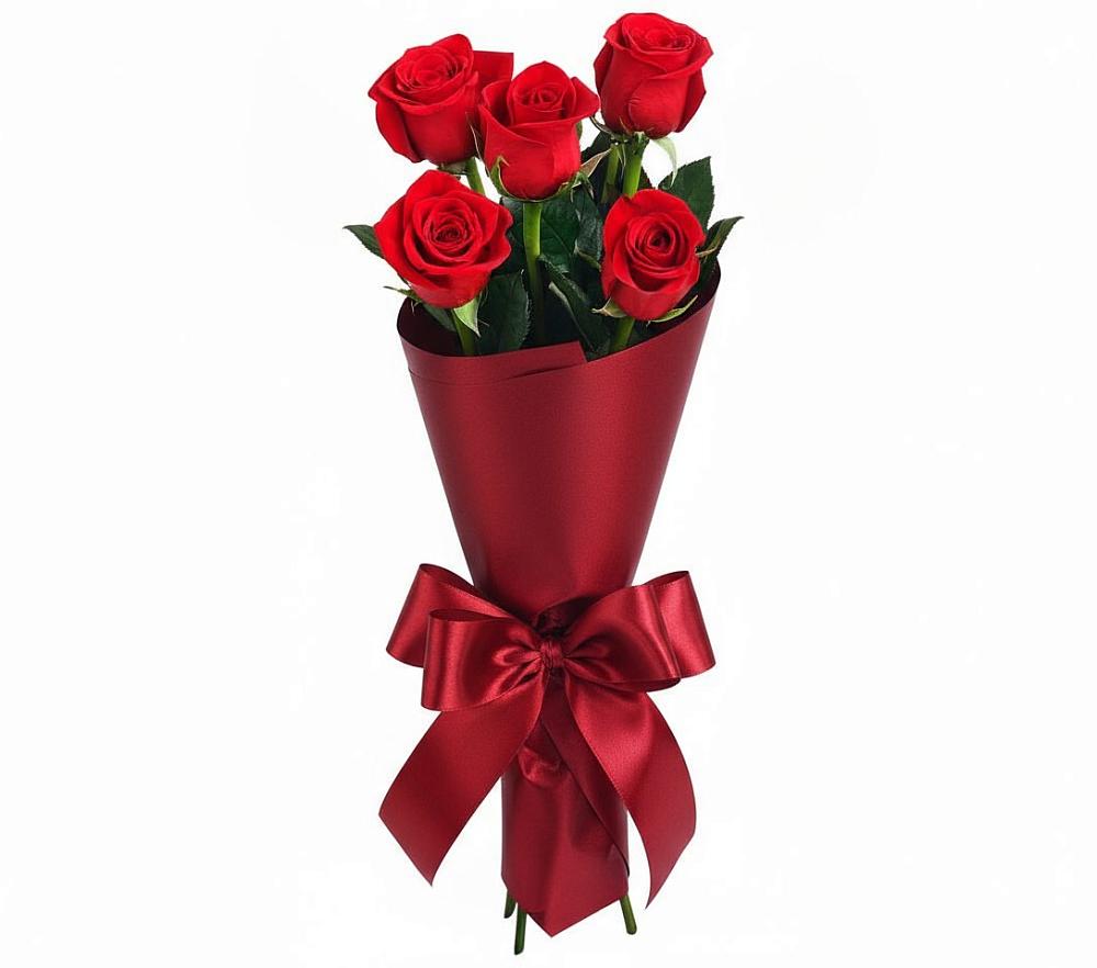 Букет 5 Красных роз Эдлесс Лав в Орловском Забайкальского края