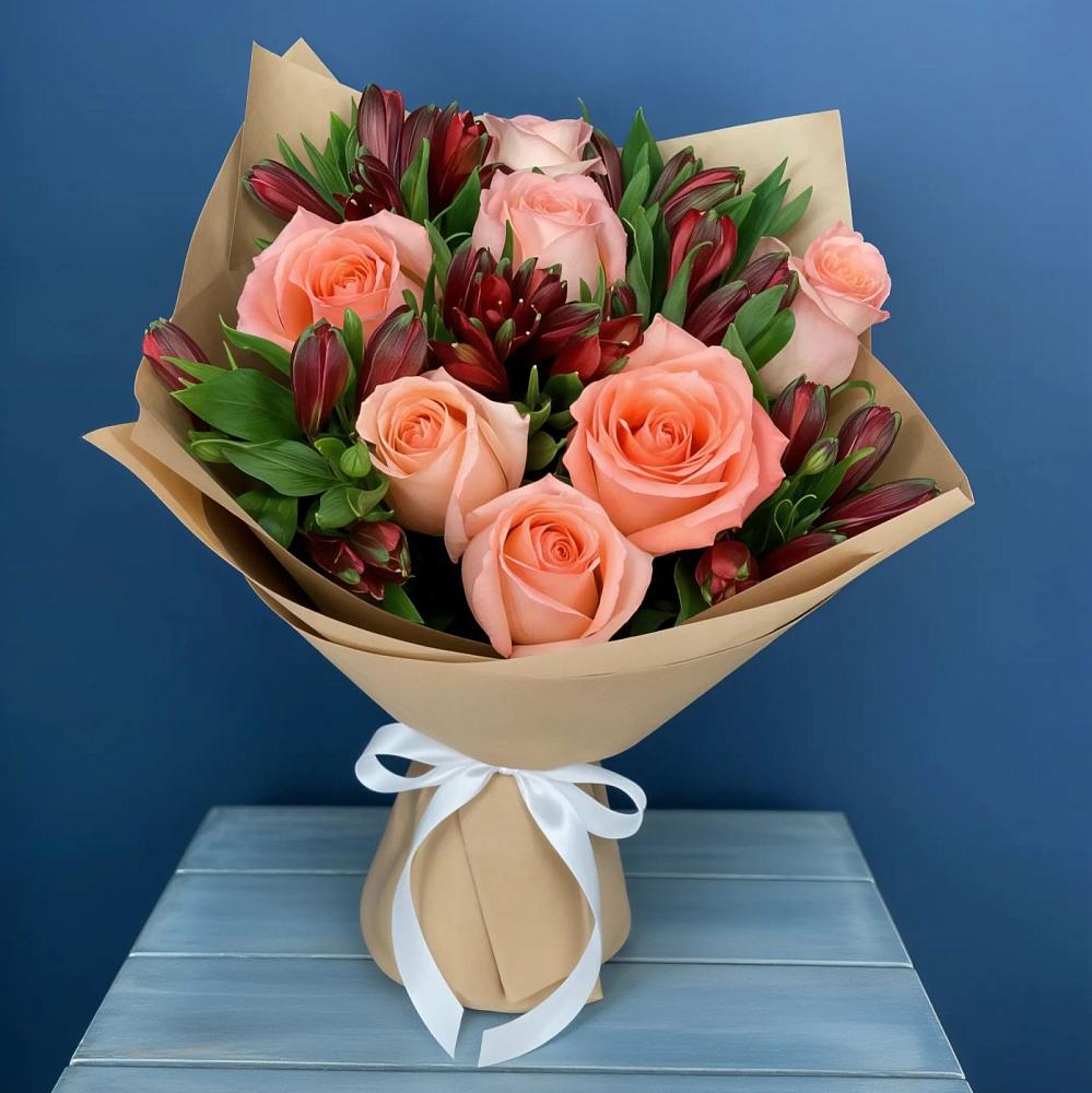 Букет цветов из: Розы и Альстромерии в Орловском Забайкальского края