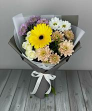 Букет цветов из:  Розы, Герберы и Хризантемы в Орловском Забайкальского края
