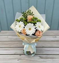 Букет цветов из:  Герберы, Розы и Хризантемы в Орловском Забайкальского края