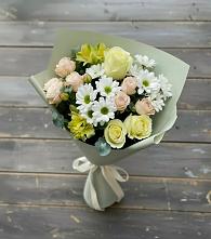 Букет цветов из:  Альстромерии, Розы и Хризантемы в Орловском Забайкальского края